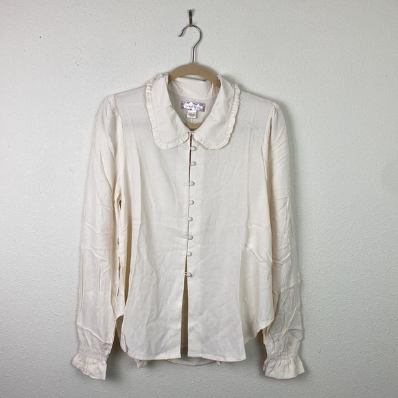NWT Band of the Free | Denise Cream Ruffle Collar Top S - Picture 4 of 13